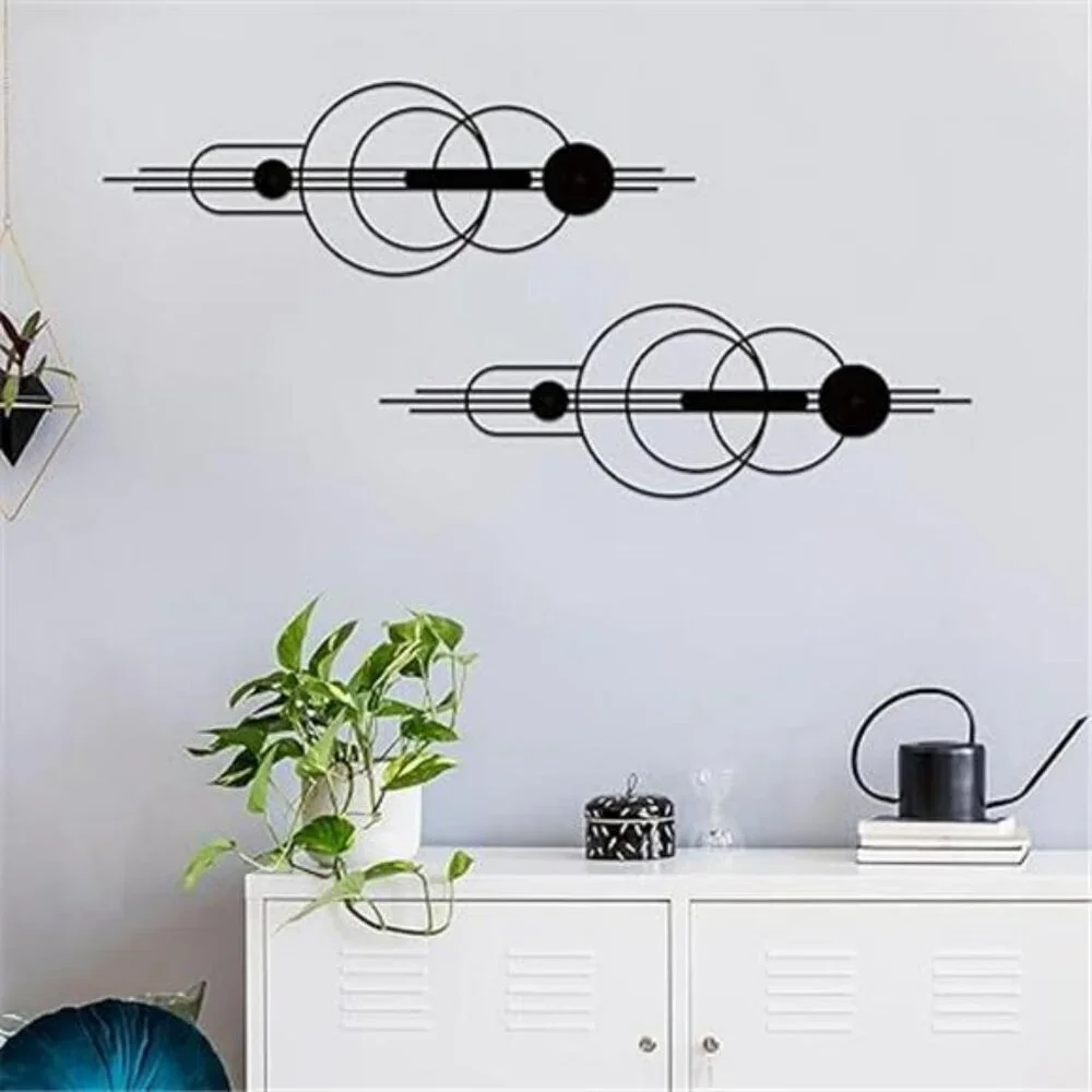 Metal Abstract Wall Art Set Modern Minimalist Geometric Decor for Bedroom